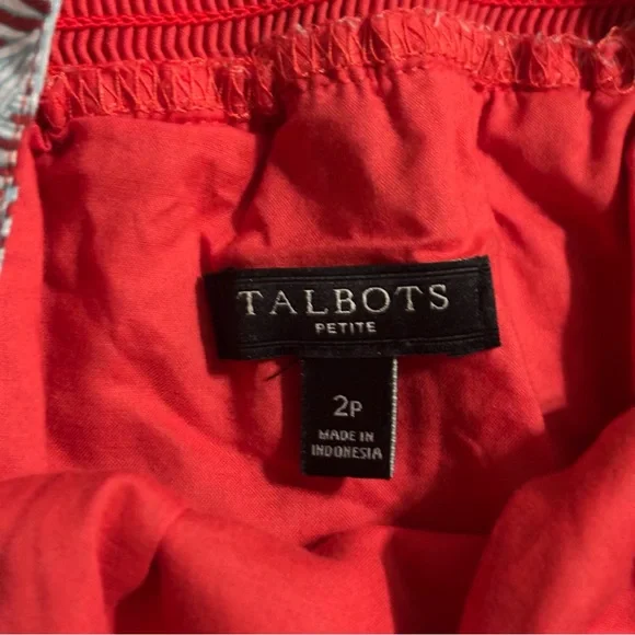 Talbots Oasis Palm Voile Fit and Flare Dress Size 2 Petite Resortwear Beach Vaca - Picture 7 of 8